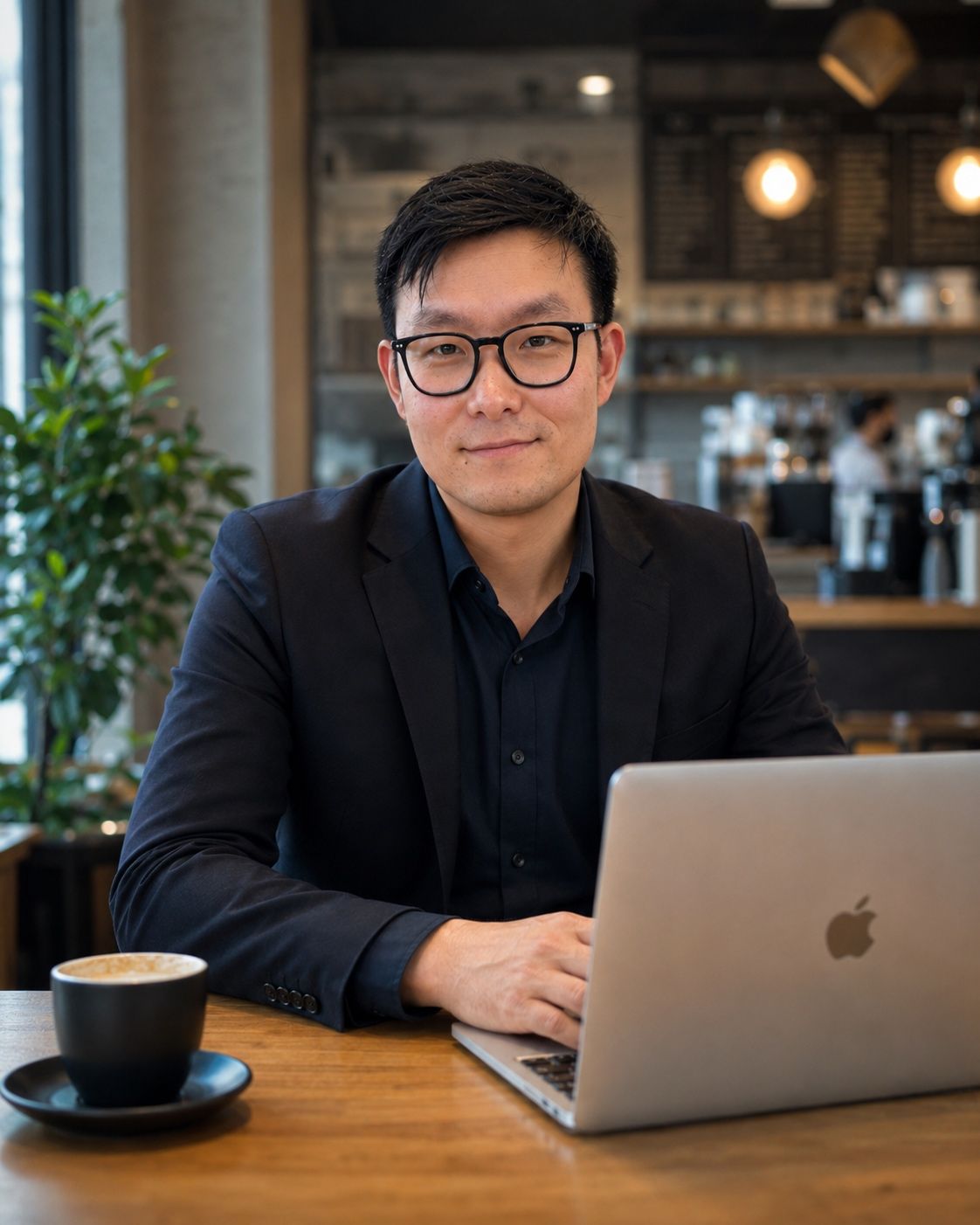 XiaoYin Zhou, founder of XYZ Studio, seated at a laptop